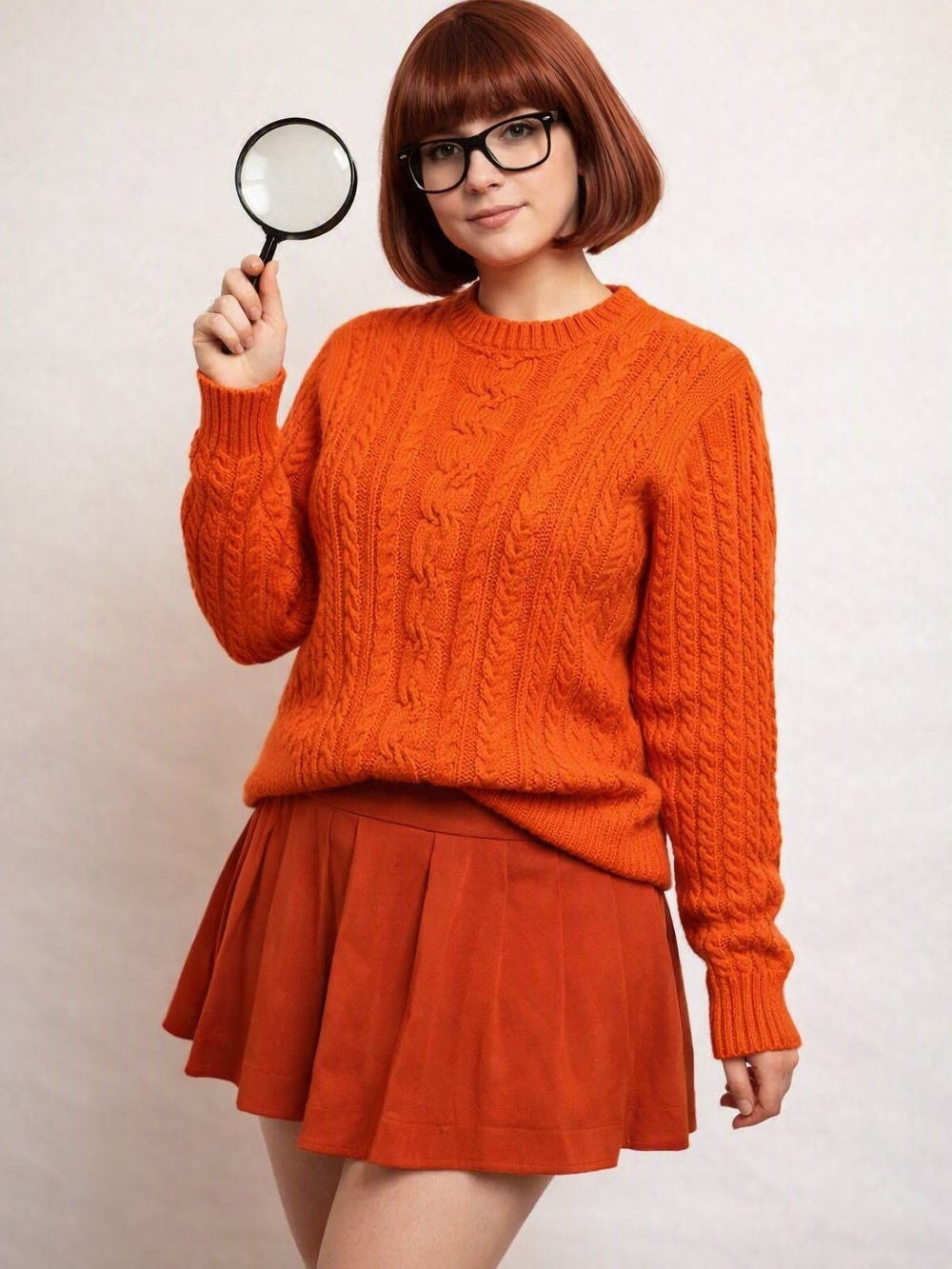 Amazon Essentials Women's Chunky Cable Knit Sweater Bright Orange XL